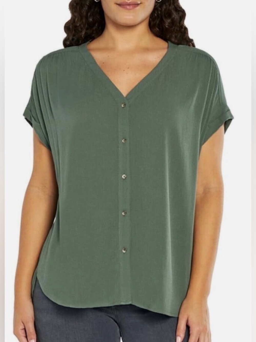 Orvis button front blouse size XXL in green color